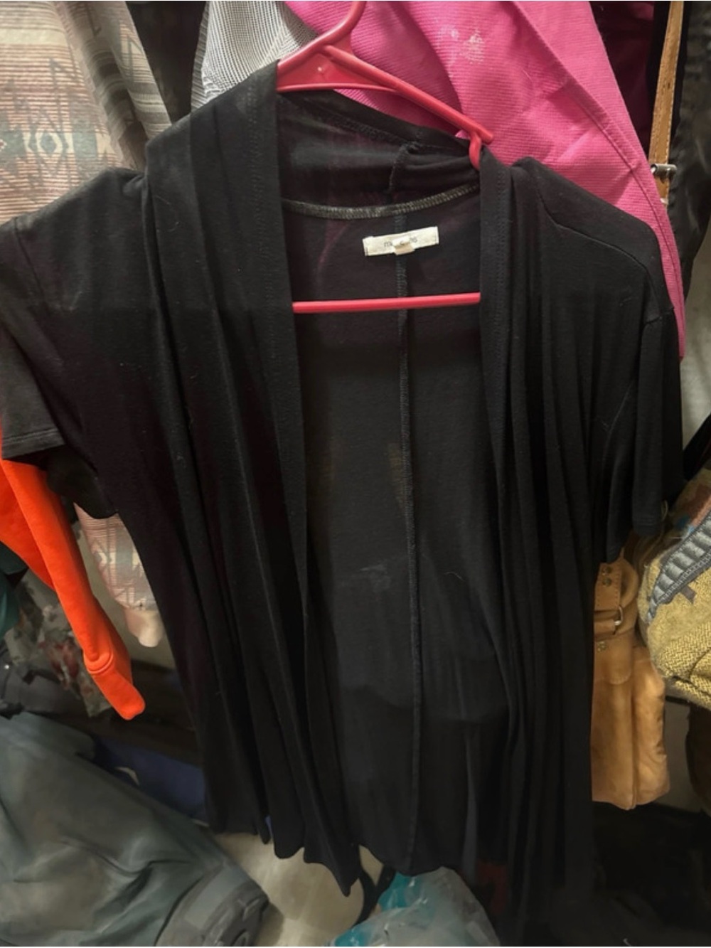 Maurices Black Open Front Draped Cardigan- small